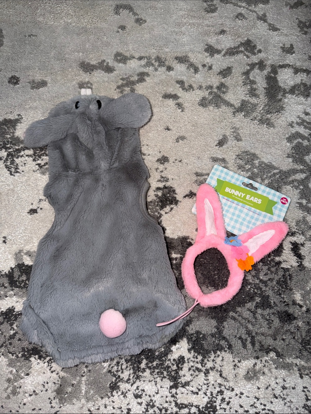 Gray rabbit dog  Plush Costume Dress with Pink Bunny Ears Headband